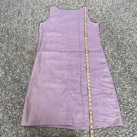 Vintage Shift Dress Size Medium Petite MP Purple Linen Embroidered Sleeveless - Picture 13 of 14